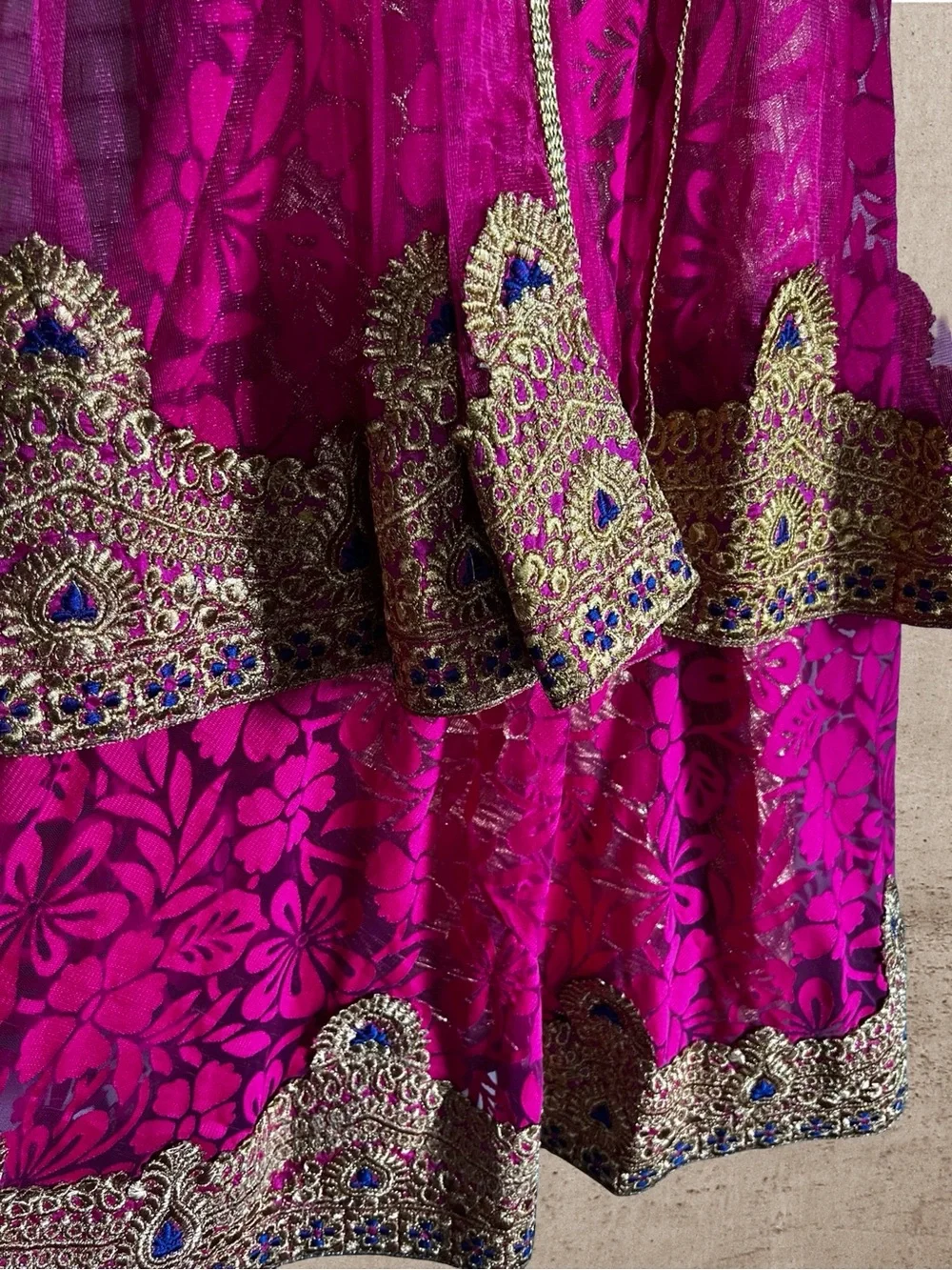Stunning Fuchsia & Gold Traditional 3-Piece Lehenga Suit
